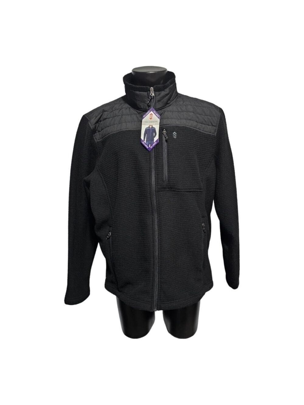 Free Country Grid Fleece Jacket Size XX Large Black